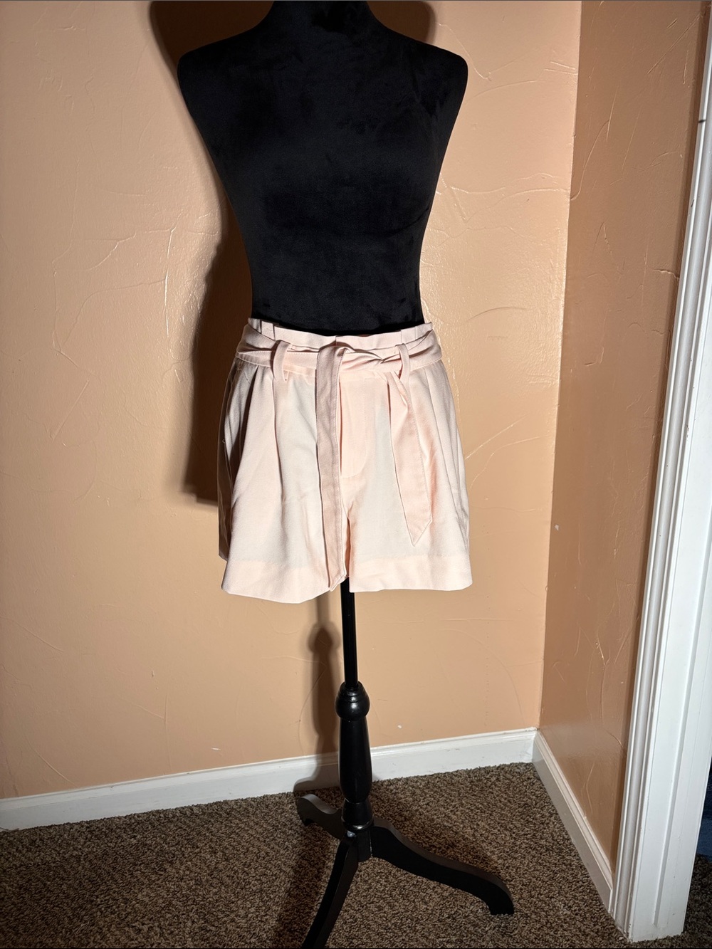 Banana Republic Peach High-Waist Tie-Belt Shorts